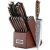 Knife Set,15 Pcs Kitchen Knife Set With Block, McCook German Stainless Steel With Scissors, Built-in Sharpener Sharpener and 6 serrated steak knives