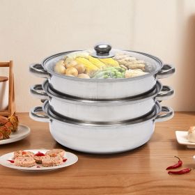 3 Tier Multi-Functions Stainless Steel Explosion-Proof Steamer for Cooking