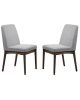 Modern 7pc Dining Set Ash Walnut Finish Dining Table 6x Side Chairs Foam Cushion Fabric upholstery