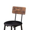 Bar Table Set with 4 Bar stools PU Soft seat with backrest, Rustic Brown, 47.24'' L x 23.62'' W x 35.43'' H