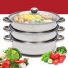 3 Tier Multi-Functions Stainless Steel Explosion-Proof Steamer for Cooking