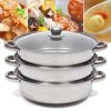 3 Tier Multi-Functions Stainless Steel Explosion-Proof Steamer for Cooking