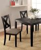 Brushed Black Solid wood 5pc Dining Set Table And 4x Chairs Brown Fabric Cushions Seats X-Cross Back Design Chairs Dining Room