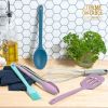 Thyme & Table Silicone Utensils, 5-Piece Set, Tongs, Basting Brush, Spatula, Turner, Spoon