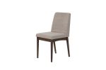 Modern 7pc Dining Set Ash Walnut Finish Dining Table 6x Side Chairs Foam Cushion Fabric upholstery