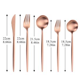 5pcs White Gold Cutlery Set Dinner Fork Spoon Table Knife Dessert Steel Fork Forks Knives Spoons Tableware Set Drop Shipping (Color: ROSE GOLD)