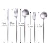 5pcs White Gold Cutlery Set Dinner Fork Spoon Table Knife Dessert Steel Fork Forks Knives Spoons Tableware Set Drop Shipping