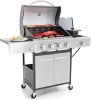 Captiva Designs 4-Burner Propane Gas BBQ Grill with Side Burner & Porcelain-Enameled Cast Iron Grates, 42,000 BTU Output