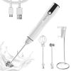 Homasy Rechargeable Handheld Milk Frother 3-Speed Powerful Beverage Blender with 2 Whisk Heads Stand Included Milk Frother