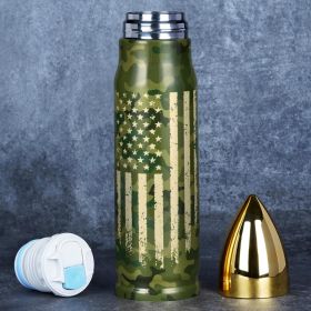 USA Flag Stainless Steel Bullet Tumbler (Color: 17oz-USA Flag Camouflage)