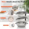 Stainless Steel Steamer Soup Pot Set Kitchen Cookware Food Veg Steam Pan with Glass Lid Gas Stove Furnace Steamer