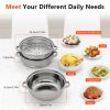 Stainless Steel Steamer Soup Pot Set Kitchen Cookware Food Veg Steam Pan with Glass Lid Gas Stove Furnace Steamer