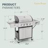 Captiva Designs 4-Burner Propane Gas BBQ Grill with Side Burner & Porcelain-Enameled Cast Iron Grates, 42,000 BTU Output