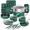 Non Stick Pots for Cooking Set of Kitchen Pots Dishwasher Safe Emerald Green Diamond Coated Nonstick Cookware With Lids Sets Bar