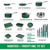 Non Stick Pots for Cooking Set of Kitchen Pots Dishwasher Safe Emerald Green Diamond Coated Nonstick Cookware With Lids Sets Bar